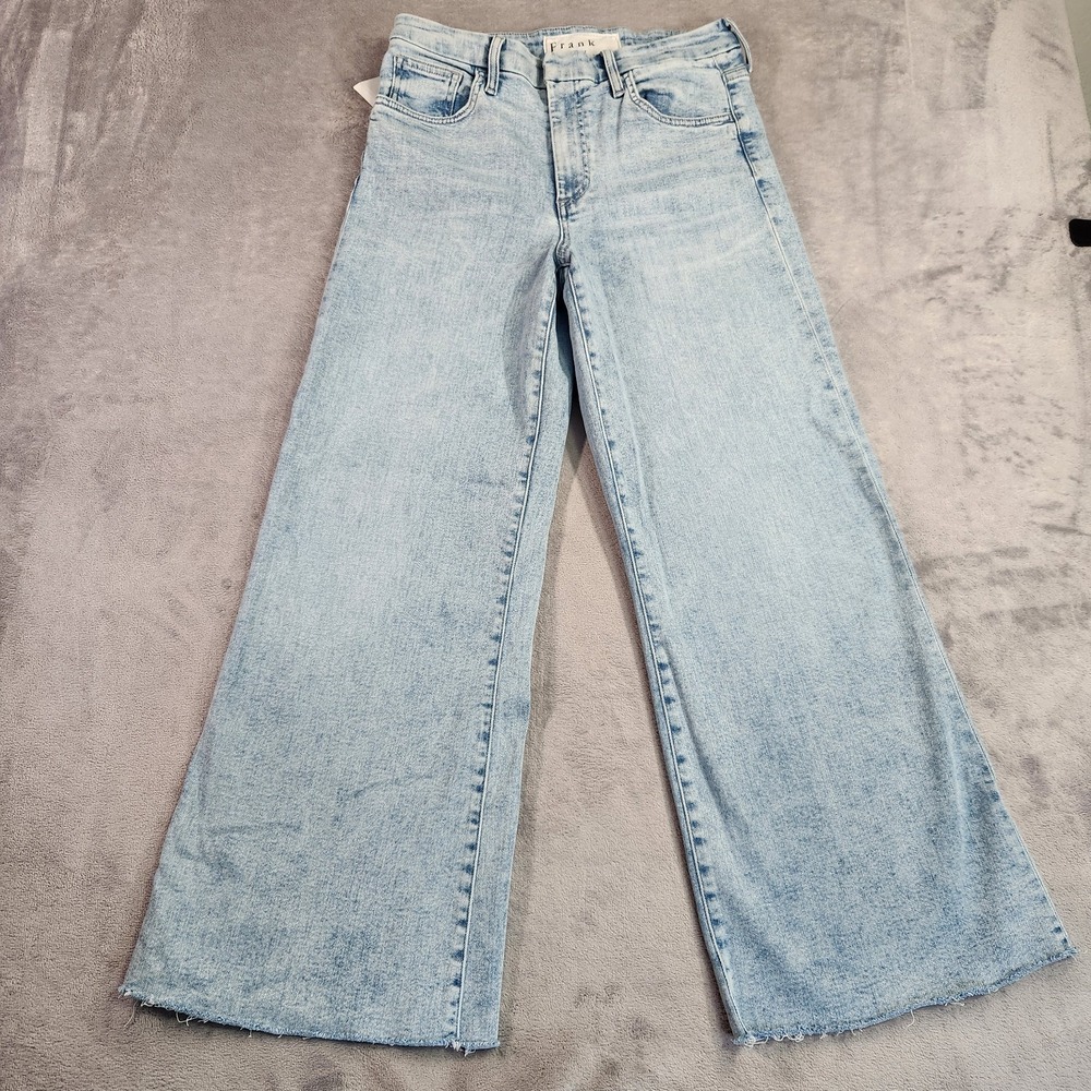 New Frank & Eileen Galway Wide Leg Raw Hem Jeans Denim Mine Wash 27 Wide Leg Nwt